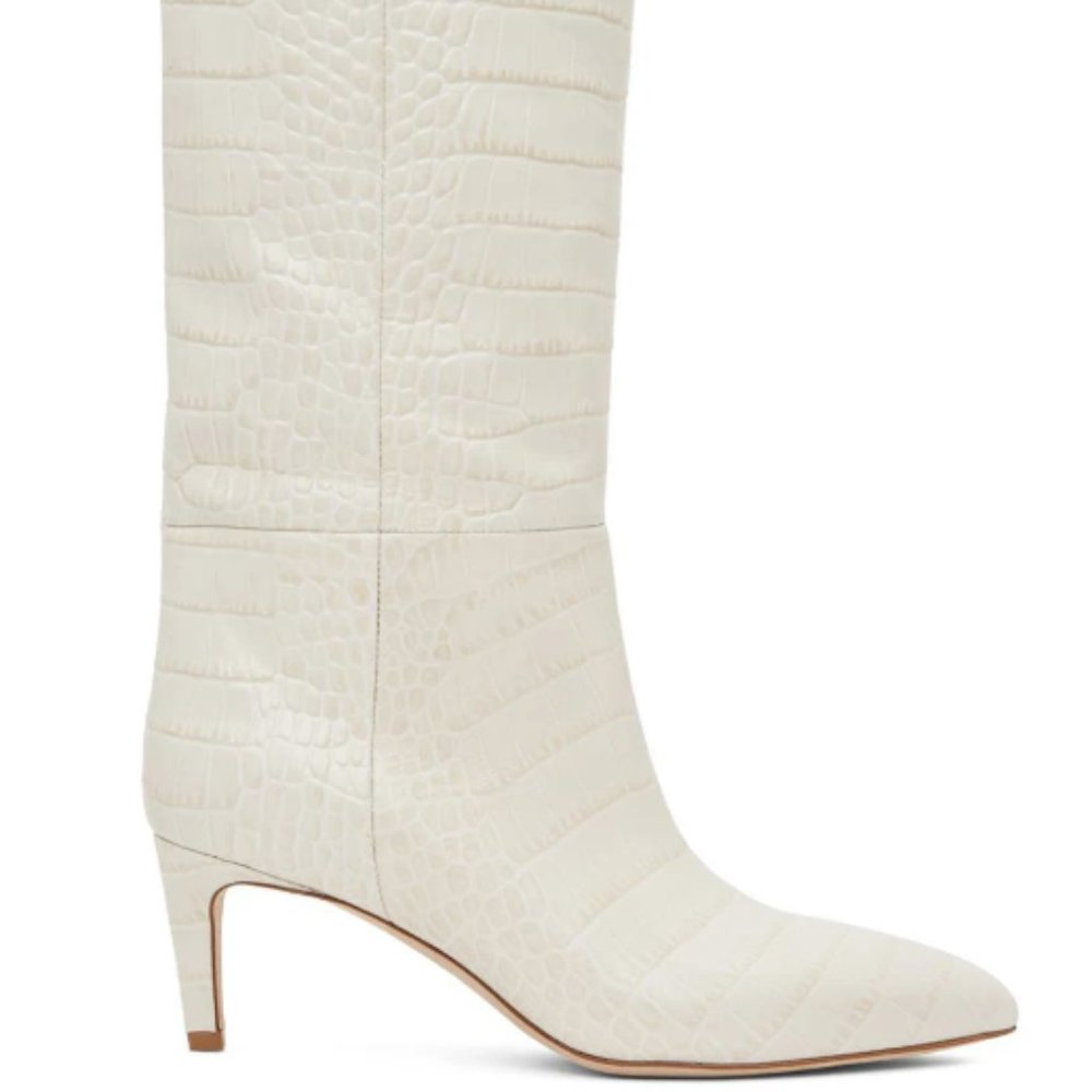 PARIS TEXAS Off-White Croc Tall Boots